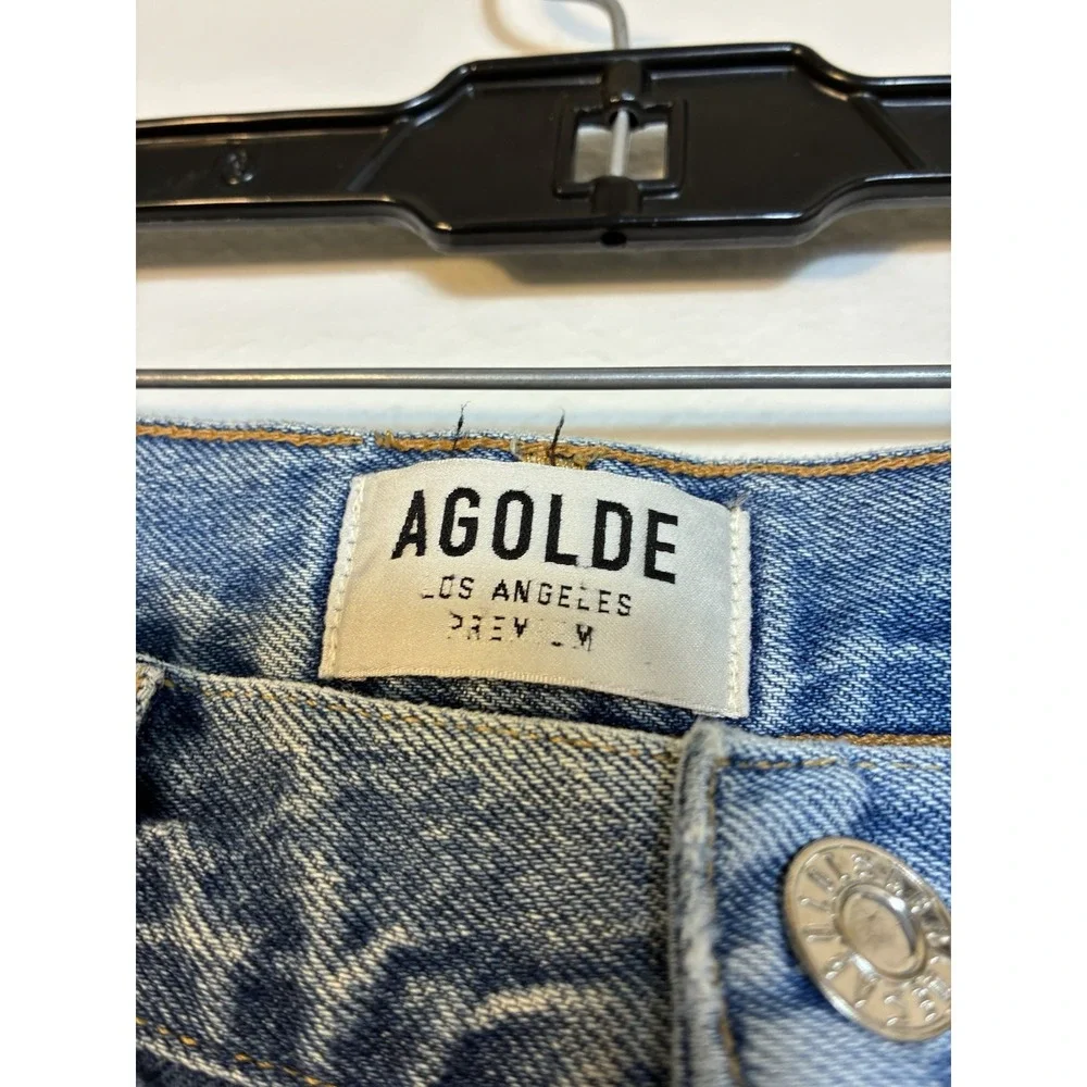 AGOLDE Jamie High Rise Jeans Light Wash Straight Leg Sz 27 Distressed‎ Casual